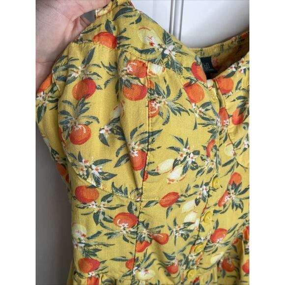 Wild Fable Women's Boho Citrus Sleeveless Romper Sz L Retro Pinup Flowy Smocking - Picture 5 of 13